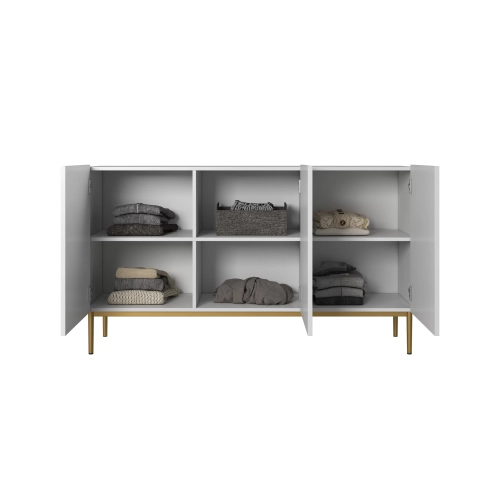 Komoda Nicole 150 cm - biały mat / złote nóżki